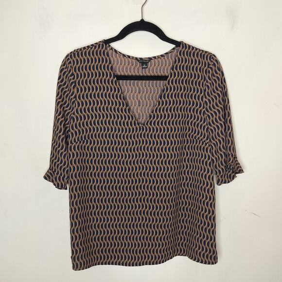 Ann Taylor LOFT TopGeometric Ruffle Sleeve - Picture 1 of 8